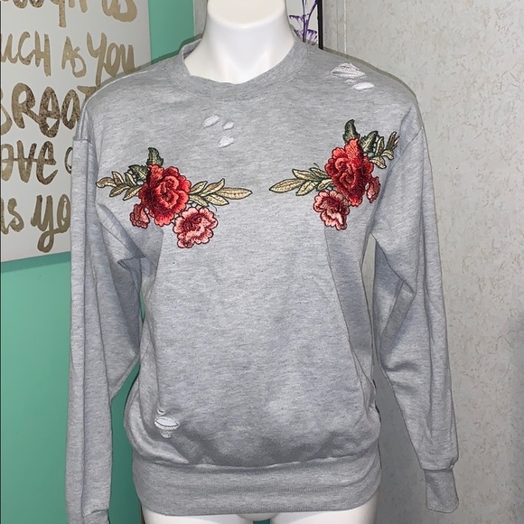 Rue21 Tops - distressed rose crew neck
